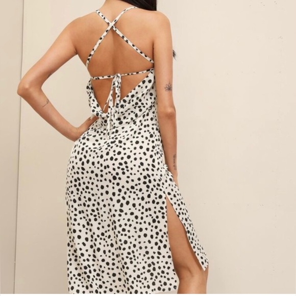 Dalmatian Print Criss-cross Tie Back Split Side Dress cowl neck size 2XL - Picture 3 of 13